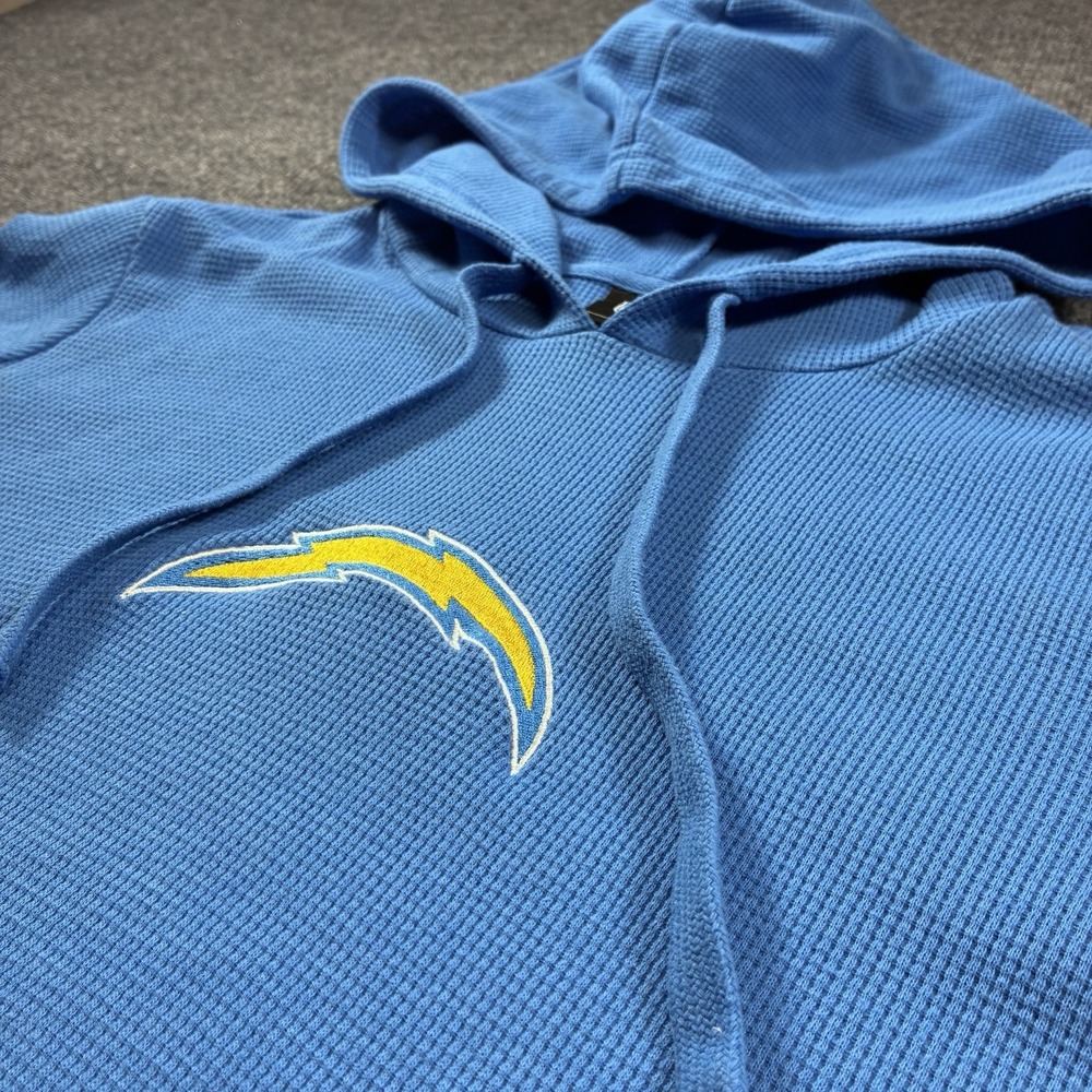 Los Angeles Chargers NFL Team Apparel Womens L Waffle Knit Thermal Hoodie Blue